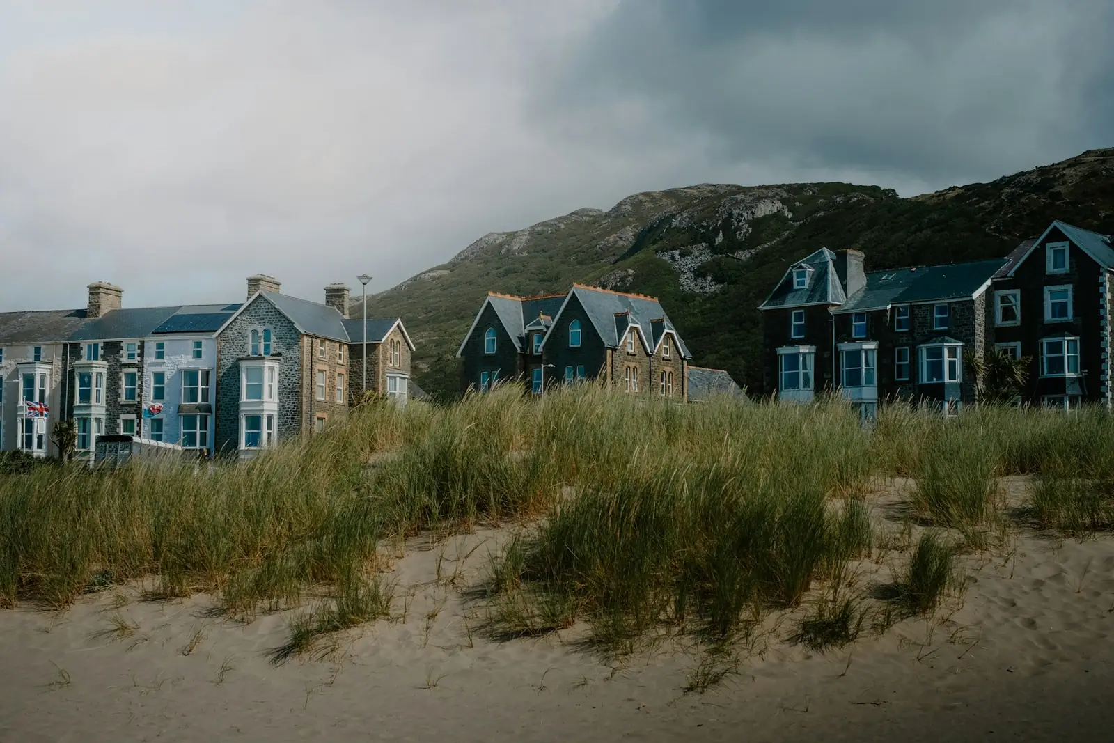 Coastal terrace of houses above the dunes