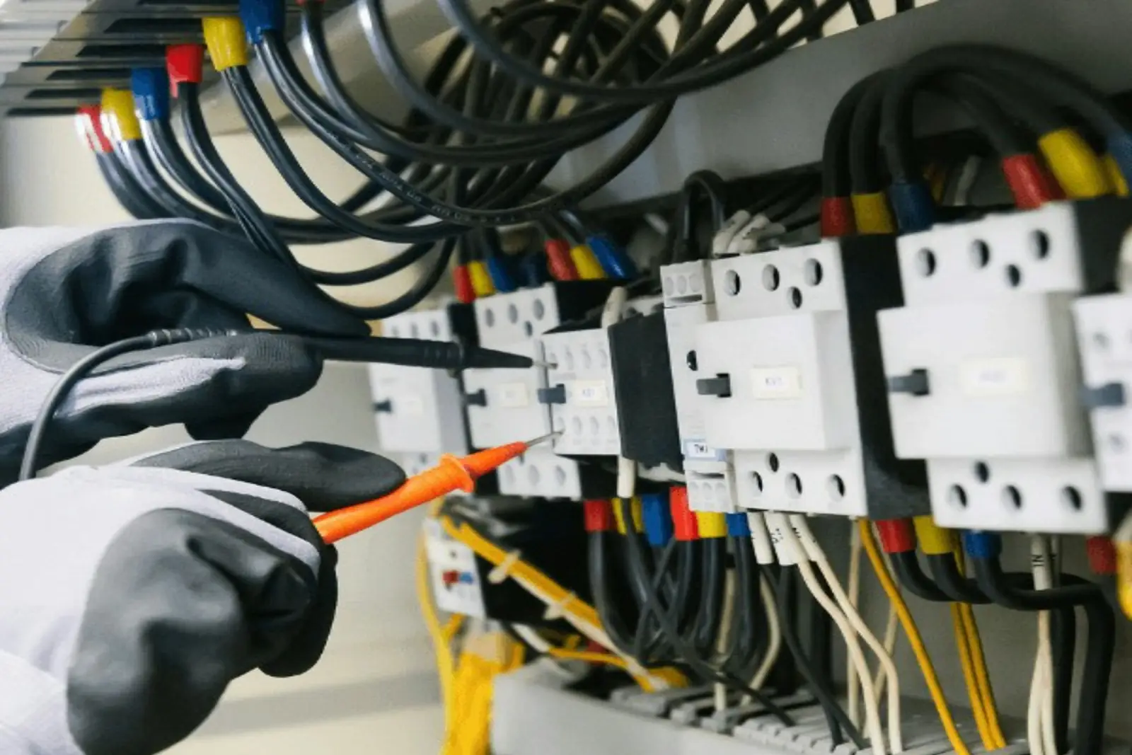Electrician testing breakers inside a consumer unit